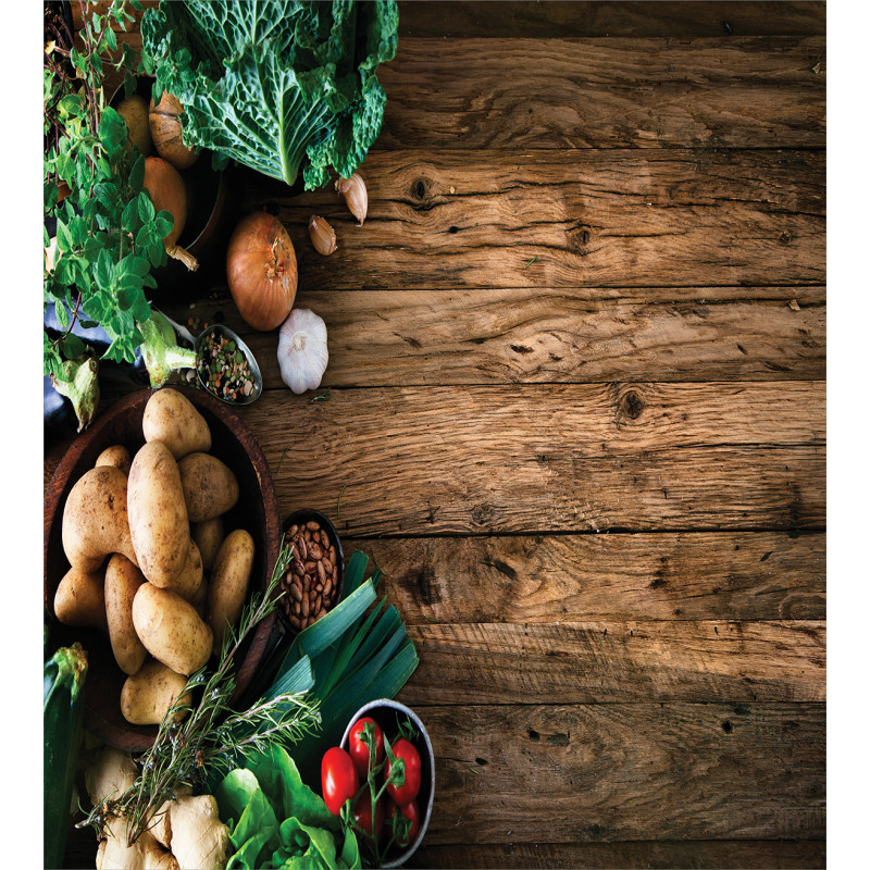 Wooden Table Vegetable Duvet Cover Set