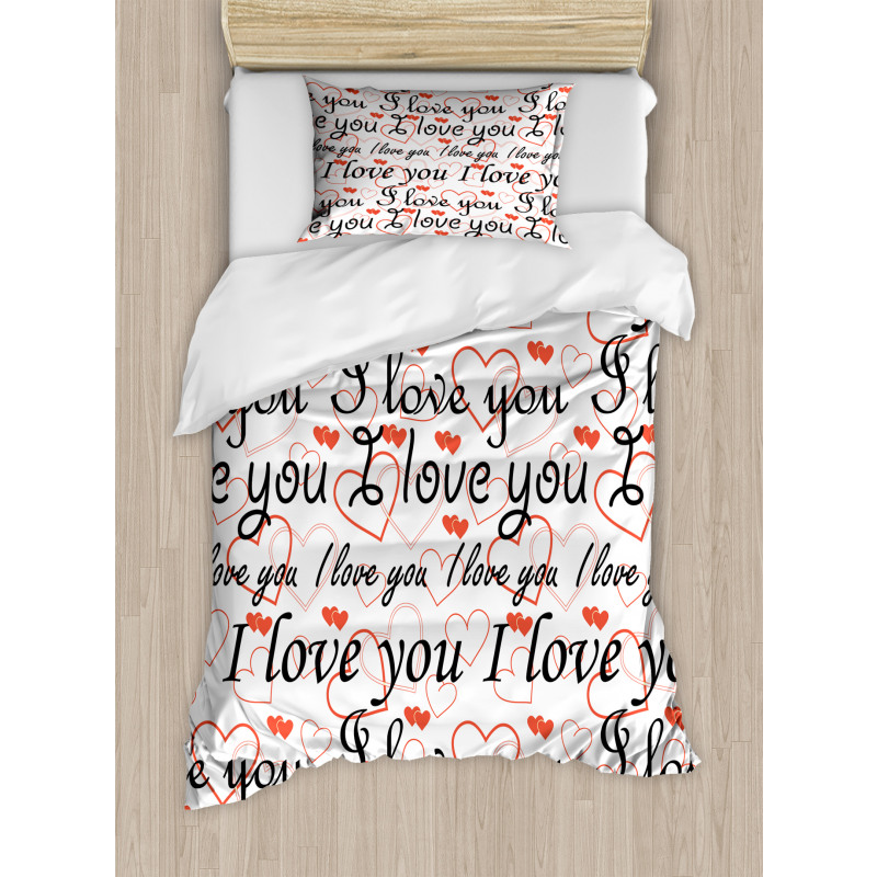 Calligraphy Hearts Duvet Cover Set