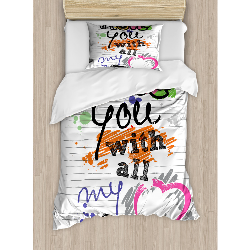 Grunge Sketchy Style Duvet Cover Set