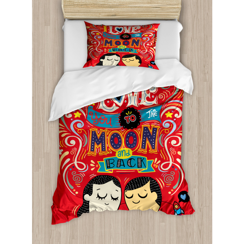 Couple Hug Oriental Duvet Cover Set