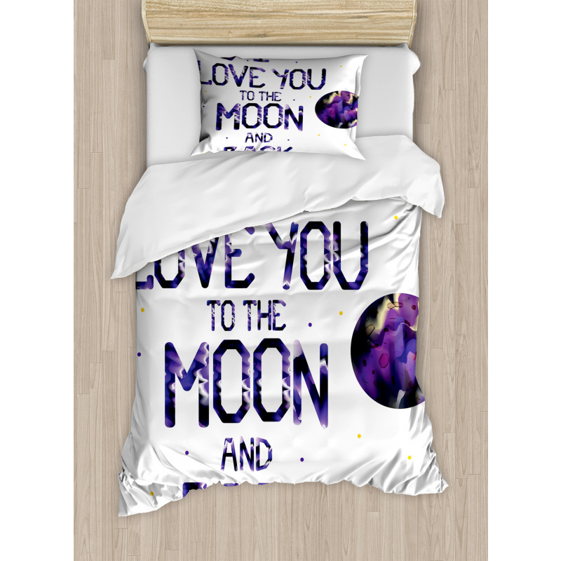 Universe Moon Heart Duvet Cover Set