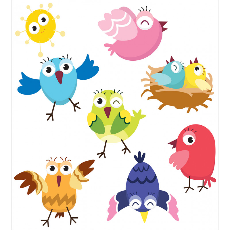 Funny Birds Sun Cartoon Duvet Cover Set