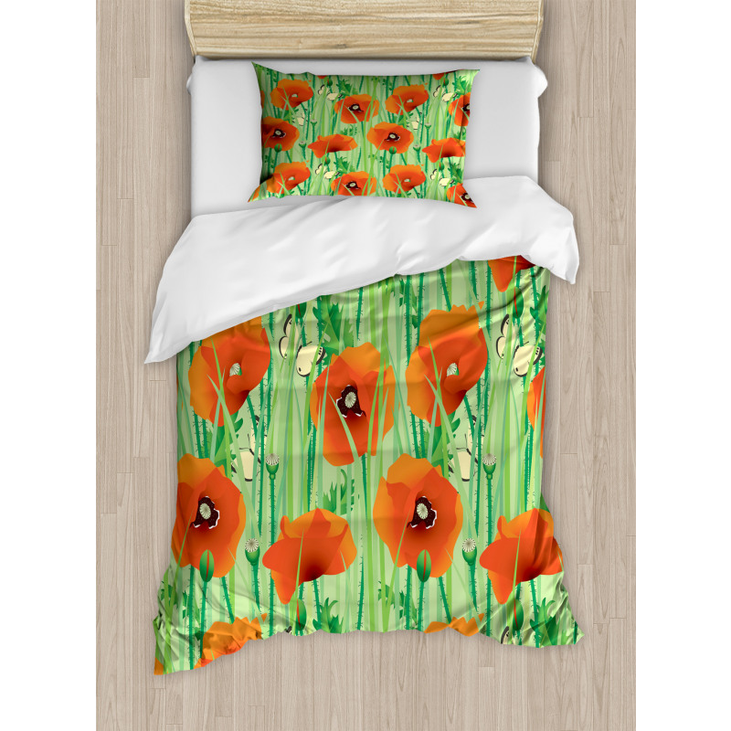 Poppy Flowers Field Duvet Cover Set