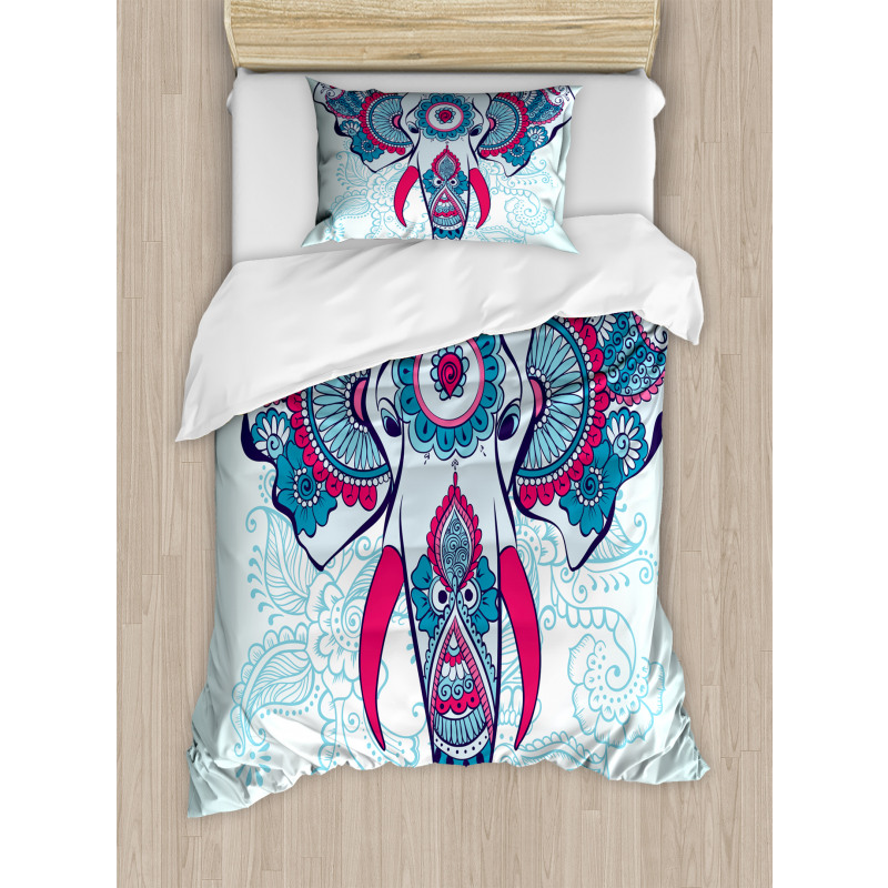 Doodle Elephant Design Duvet Cover Set