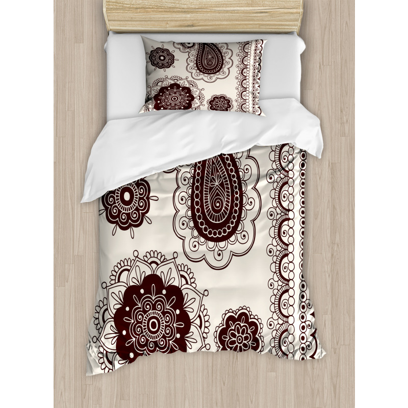 Tattoo Like Doodle Paisley Duvet Cover Set