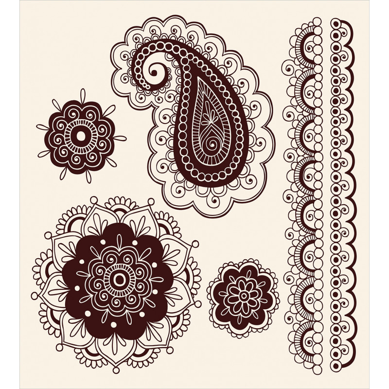 Tattoo Like Doodle Paisley Duvet Cover Set