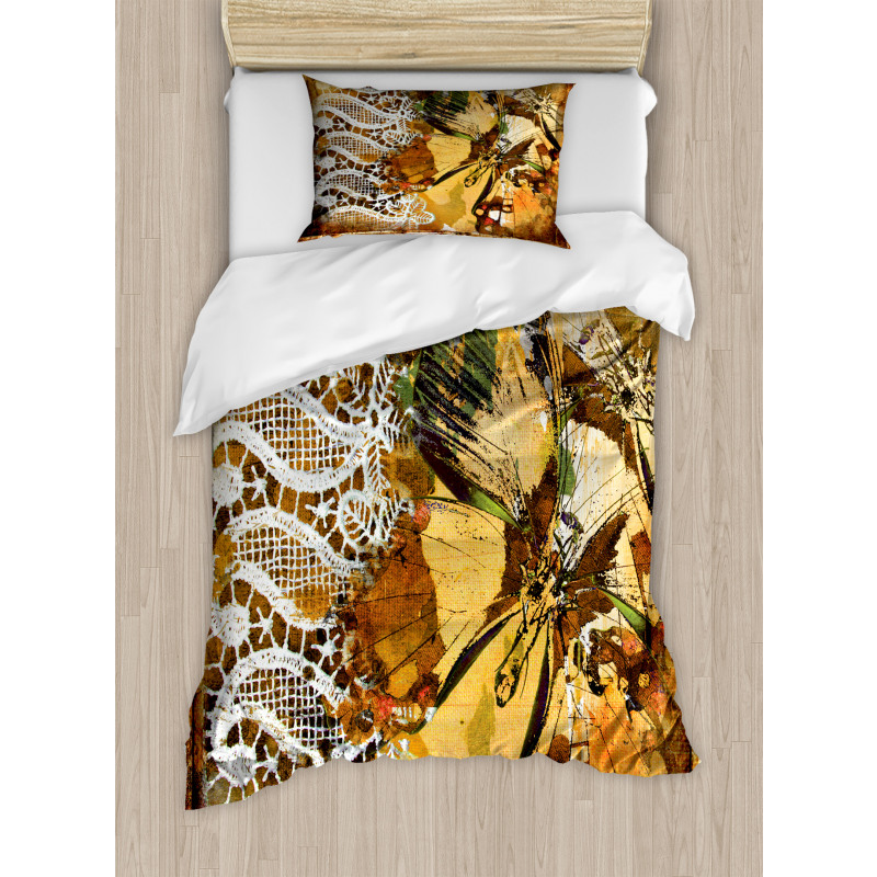 Butterfly and Lace Ornate Duvet Cover Set