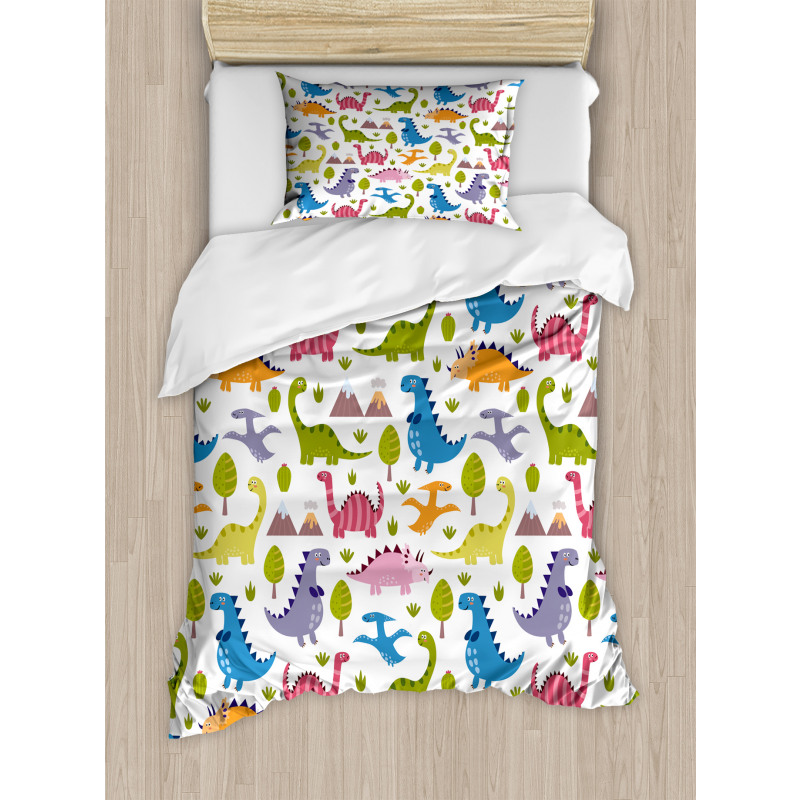 Dinosaurs Colorful Duvet Cover Set