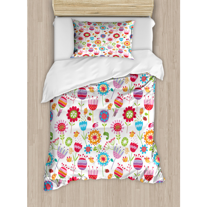 Playful Garden Flowers Duvet Cover Set