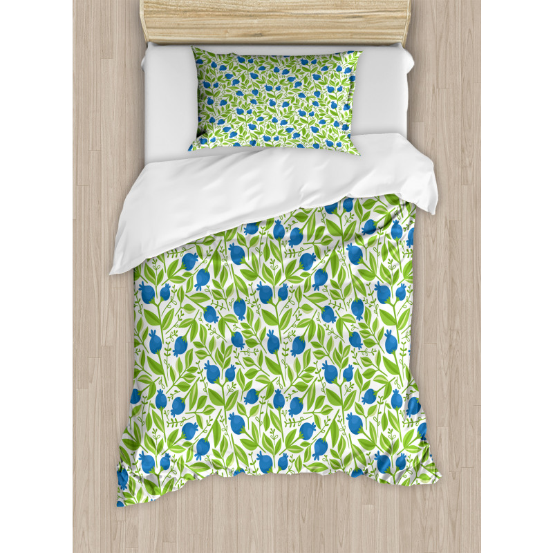 Flowering Blueberry Leaf Duvet Cover Set