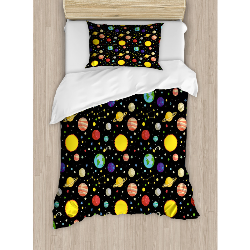 Sun Earth Constellations Duvet Cover Set