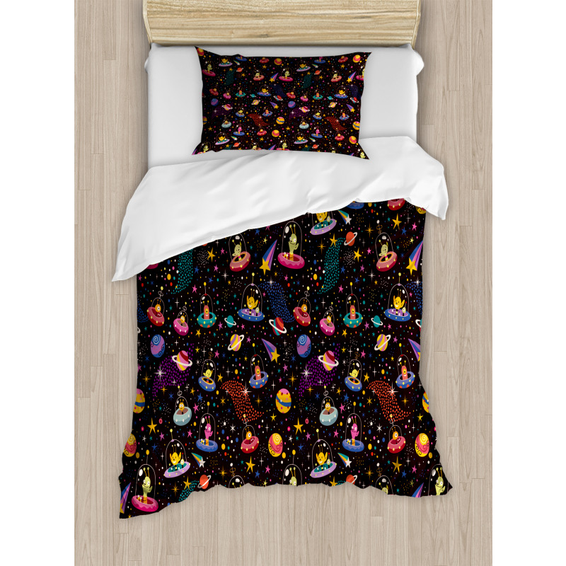 Alien Planets and UFOs Duvet Cover Set