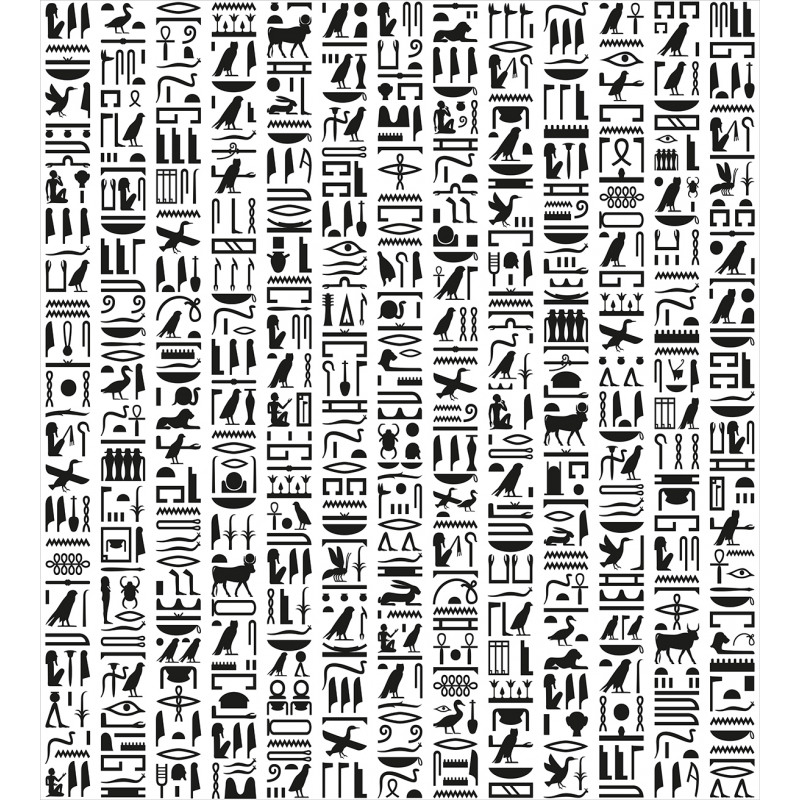 Monochrome Hieroglyphs Duvet Cover Set
