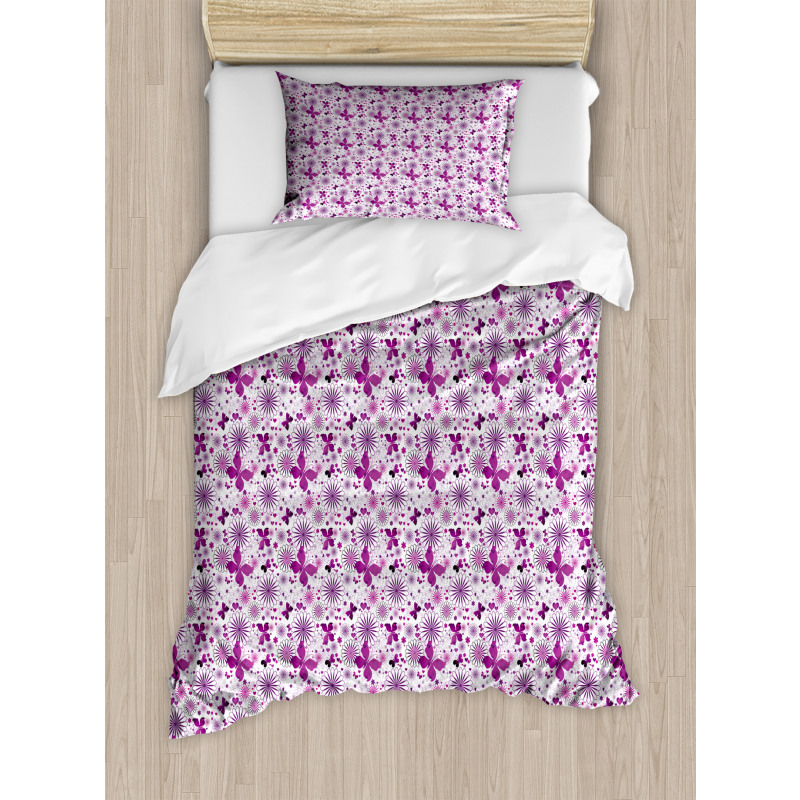 Purple Color Fauna Duvet Cover Set