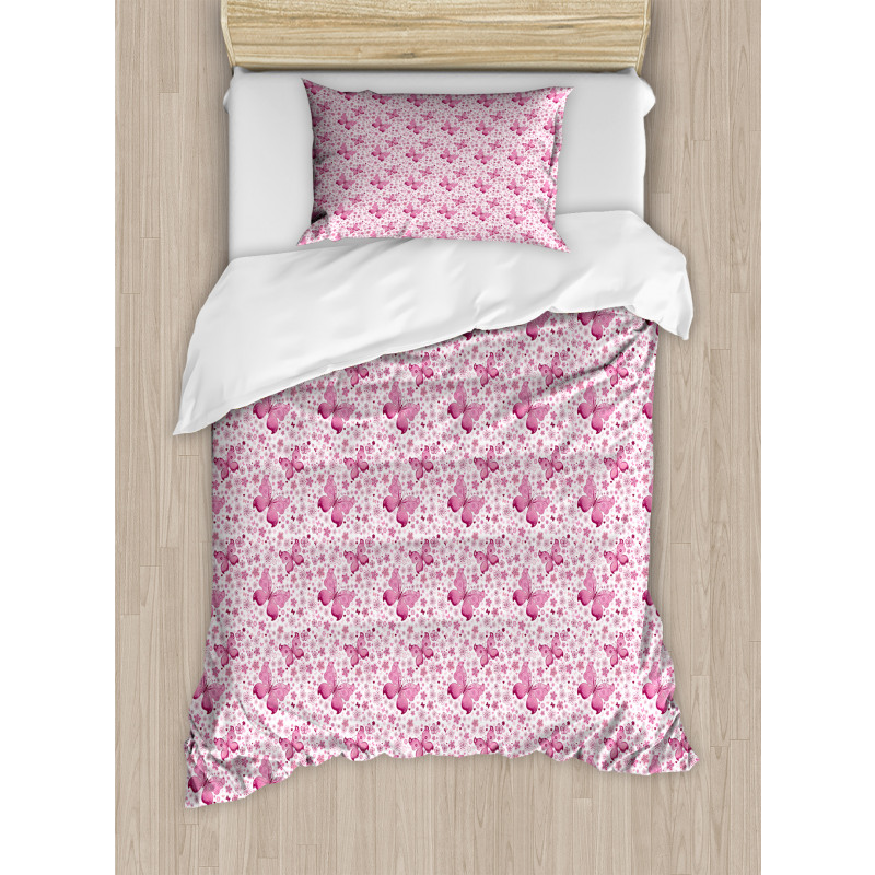 Pink Flowers Duvet Cover Set