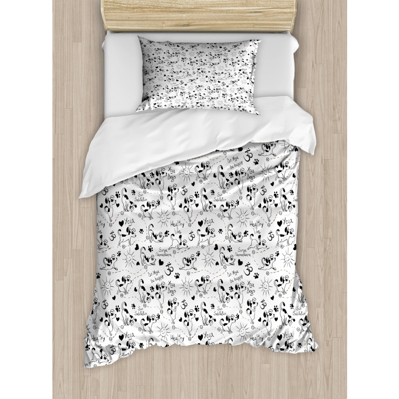 Monochrome Dog Healthy Duvet Cover Set