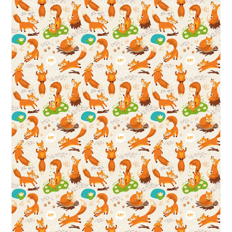 Stretching Fox East Asian Duvet Cover Set