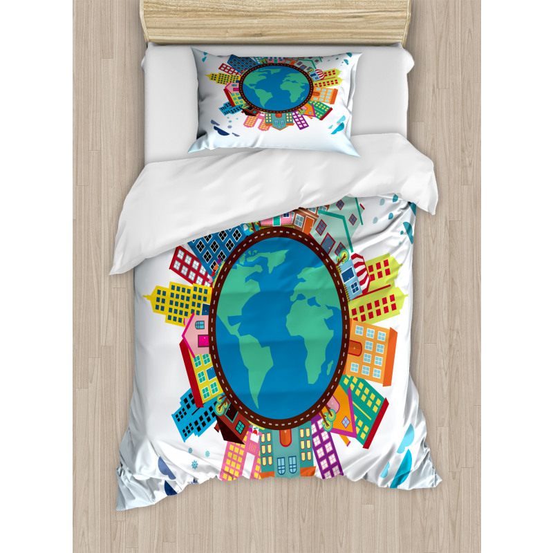 Apartment Building Duvet Cover Set