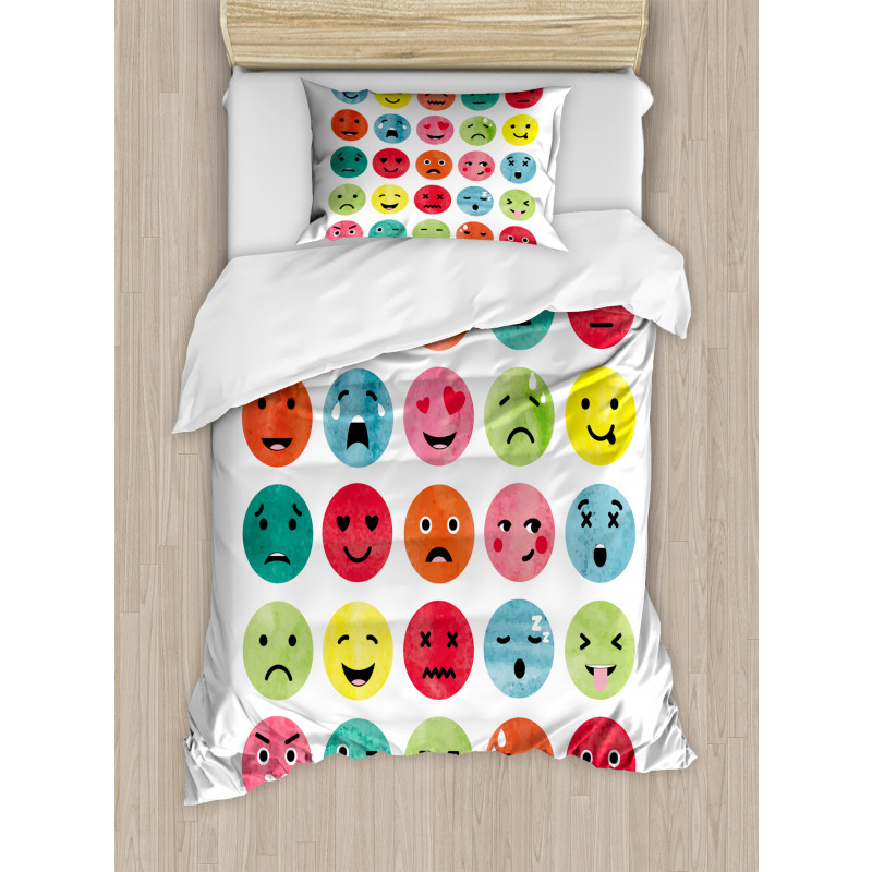 Abstract Watercolor Faces Duvet Cover Set