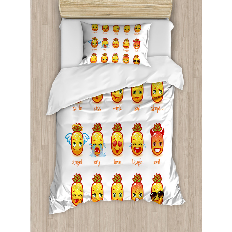 Funny Face Pineapples Duvet Cover Set