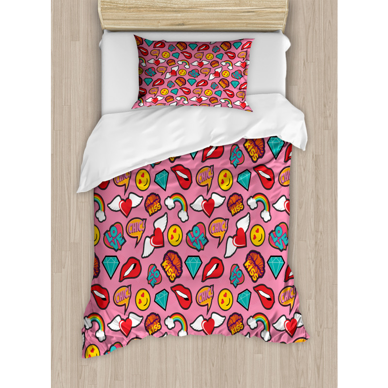 Dotted Hearts Rainbow Duvet Cover Set