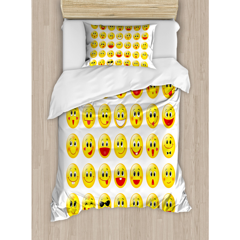 Funny Yellow Round Heads Duvet Cover Set