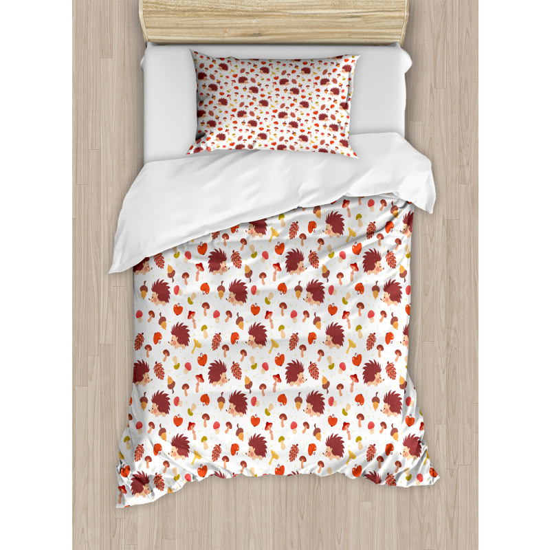 Autumn Hedgehog Acorns Duvet Cover Set