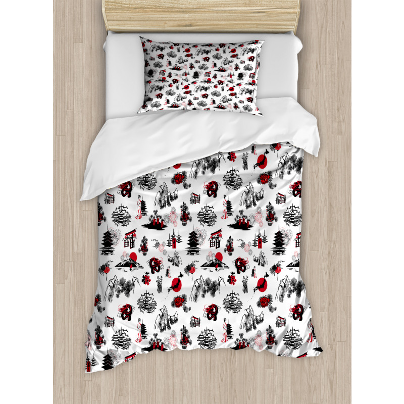 Japanese Architecture Duvet Cover Set