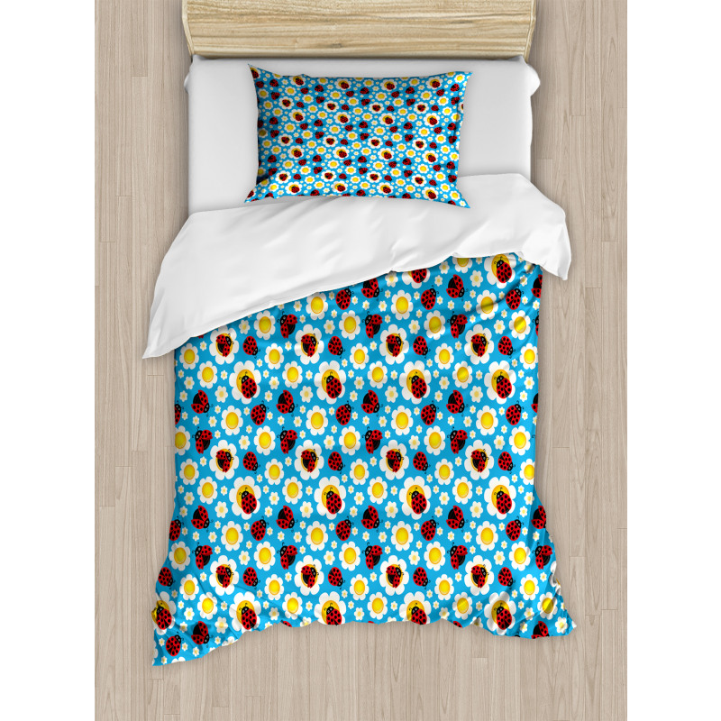 Abstract Daisies Bugs Duvet Cover Set