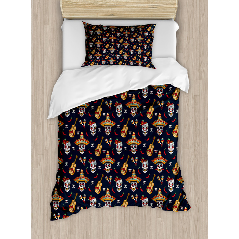 Skull Sombrero Chili Duvet Cover Set