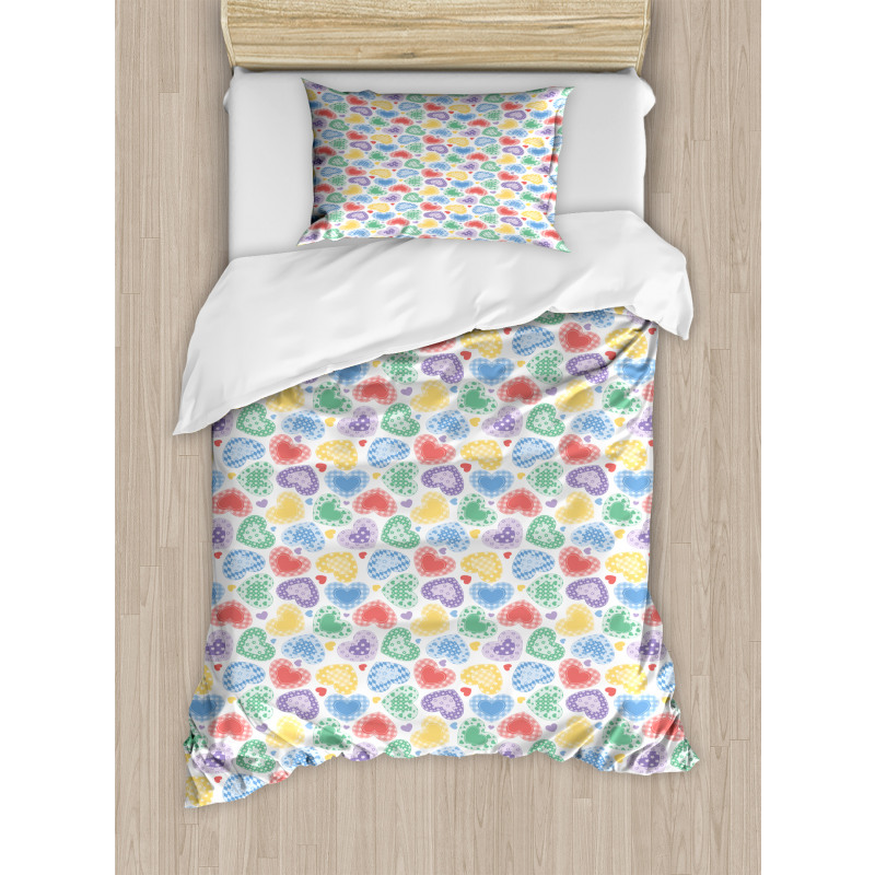 Patchwork Style Hearts Duvet Cover Set