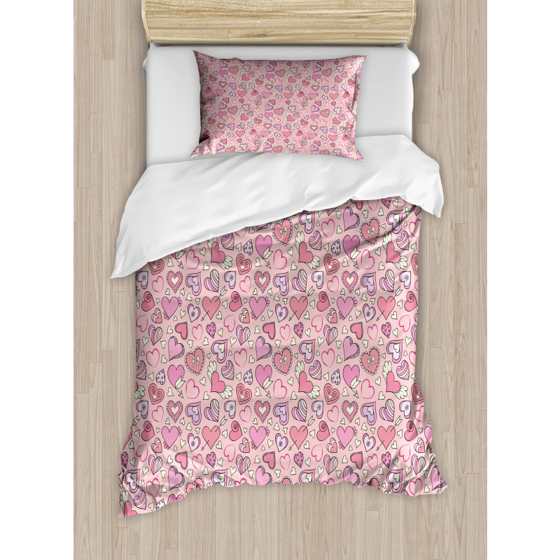 Romantic Doodle Heart Duvet Cover Set