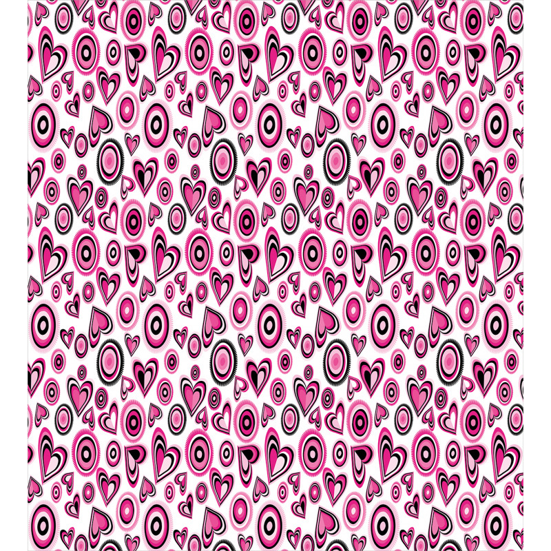 Pink Hearts and Circles Duvet Cover Set