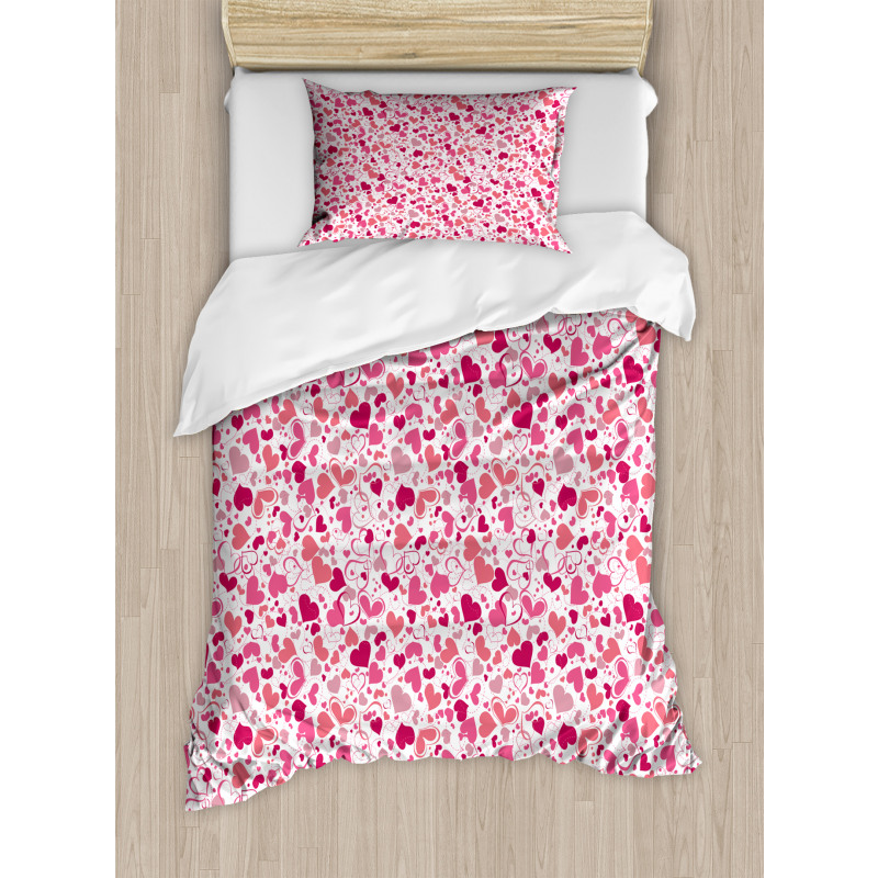 Pinkish Curls Soft Hearts Duvet Cover Set