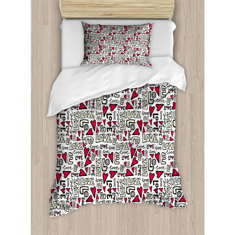 Graffiti Words Romantic Duvet Cover Set