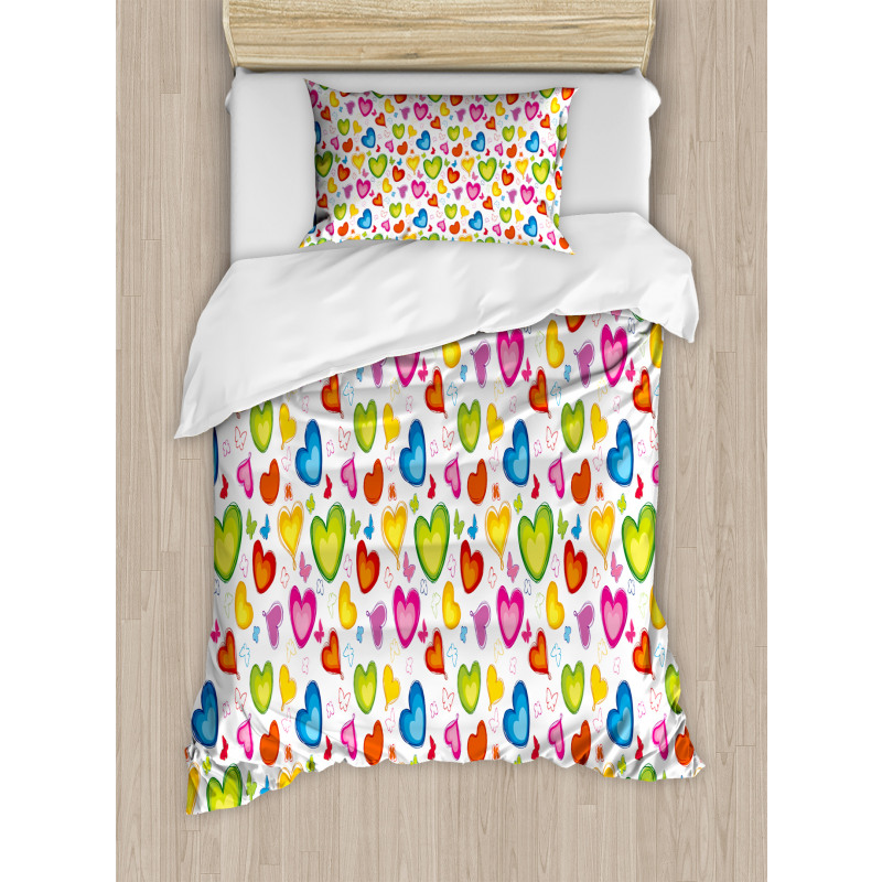 Colorful Butterflies Happy Duvet Cover Set