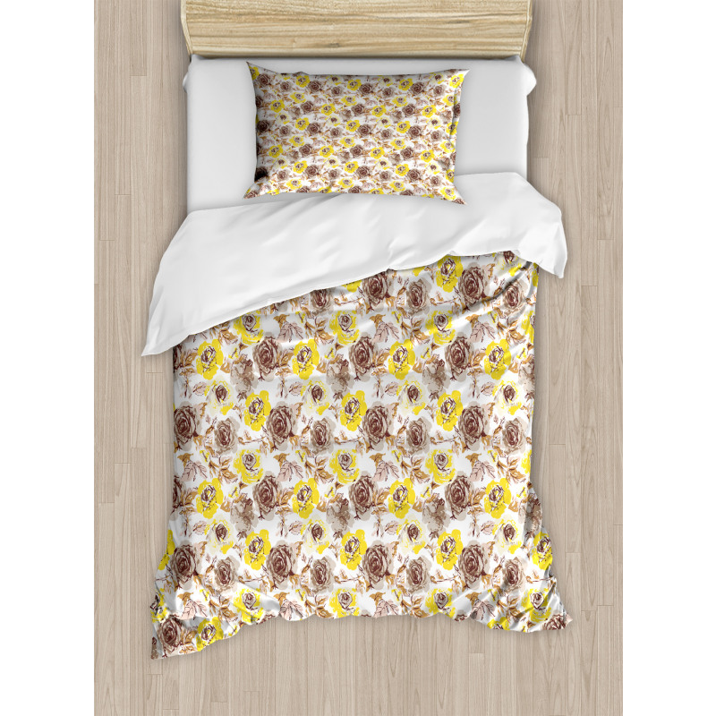 Grungy Roses Romantic Duvet Cover Set