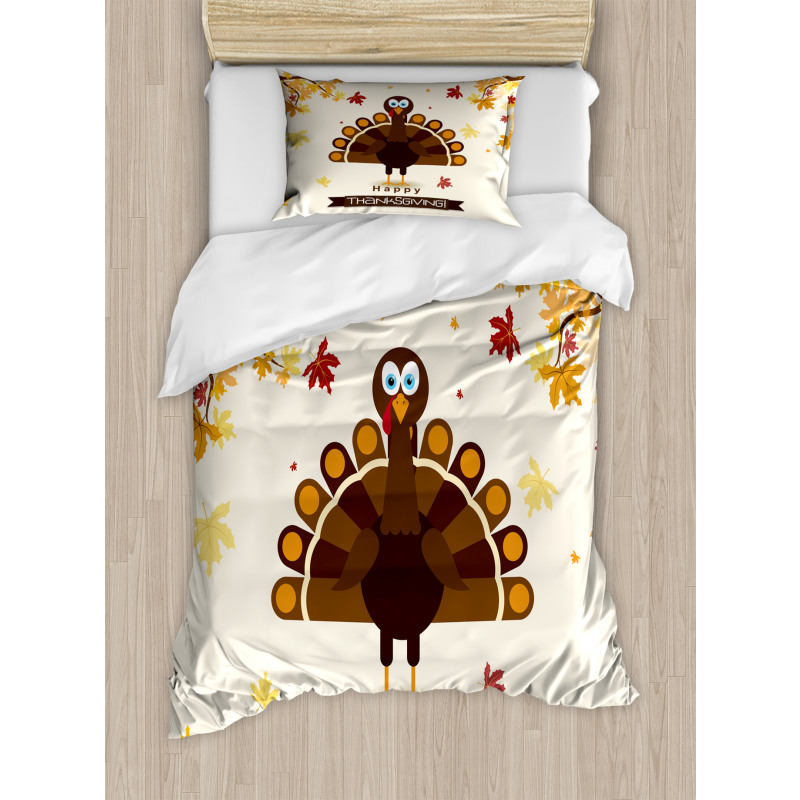 Fall Season Animal Leaf Duvet Cover Set