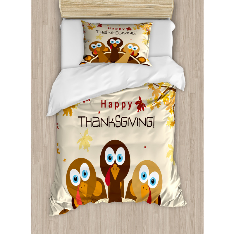 Autumn Leaves Animals Duvet Cover Set