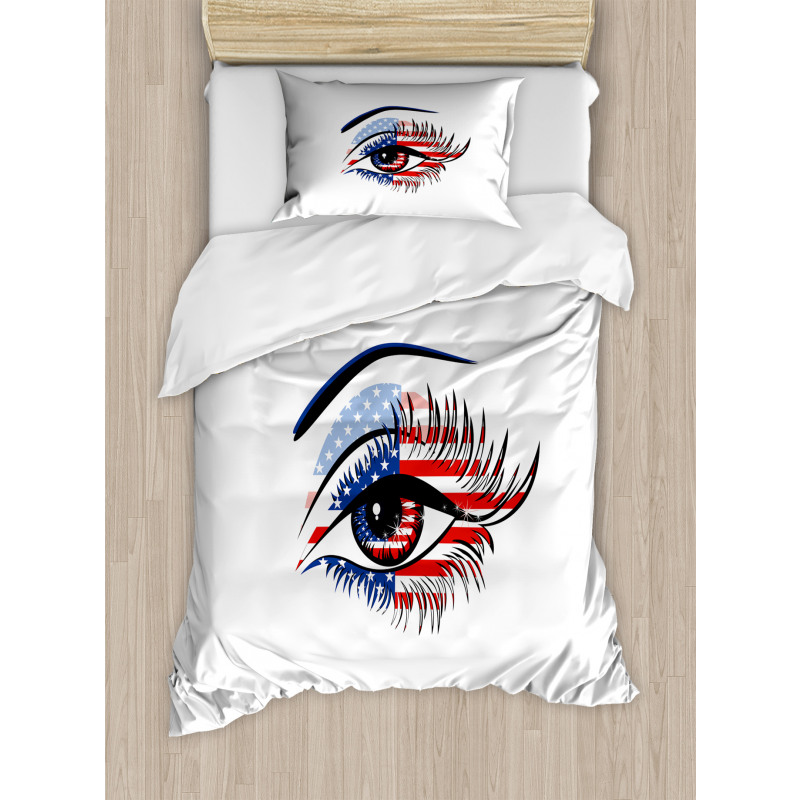 USA Flag Female Eye Duvet Cover Set