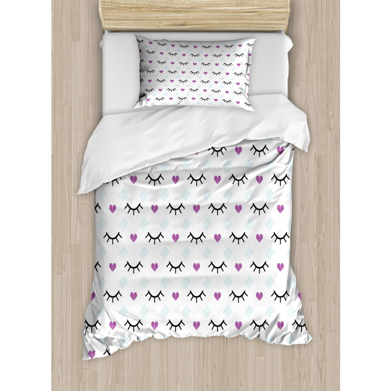 Winking Eyes Hearts Duvet Cover Set