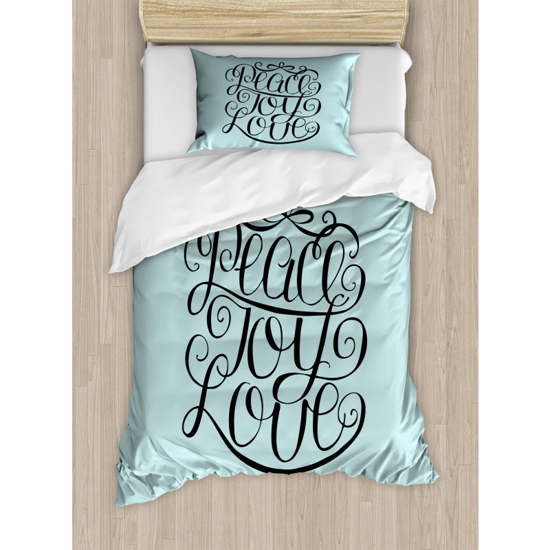 Peace Love Joy Lettering Duvet Cover Set