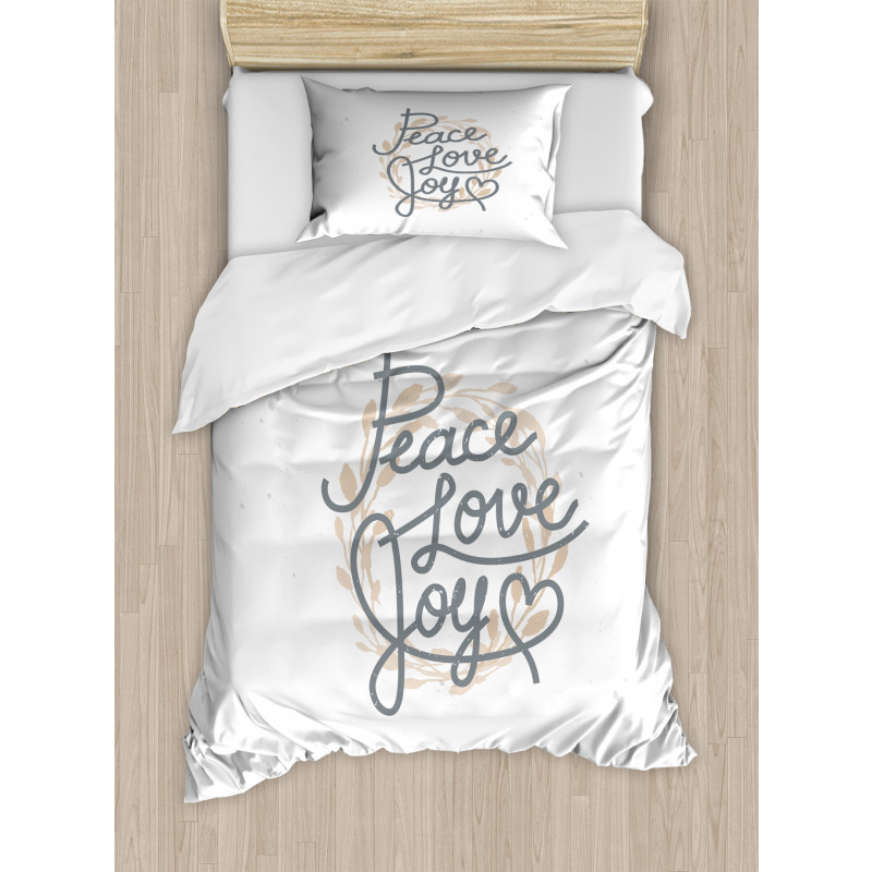 Lettering Love Joy Words Duvet Cover Set