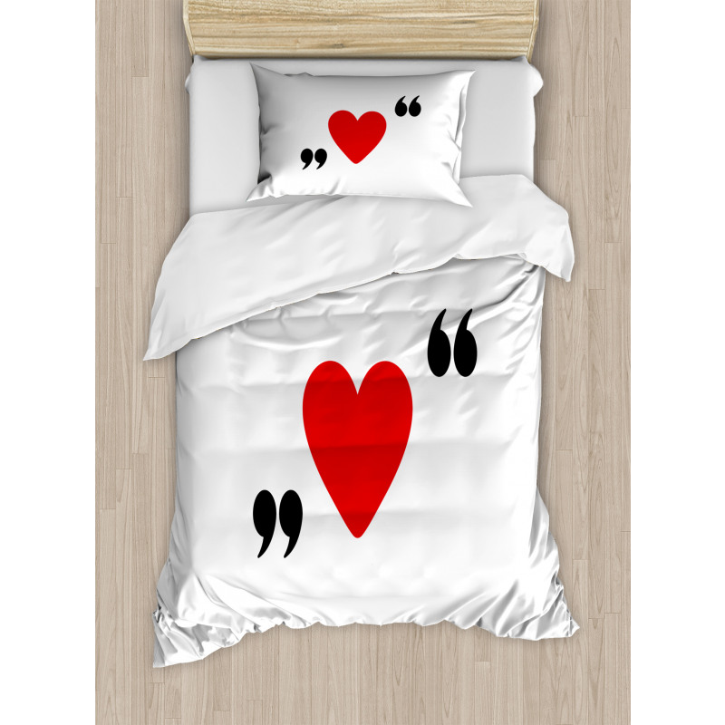 Red Simple Heart Duvet Cover Set