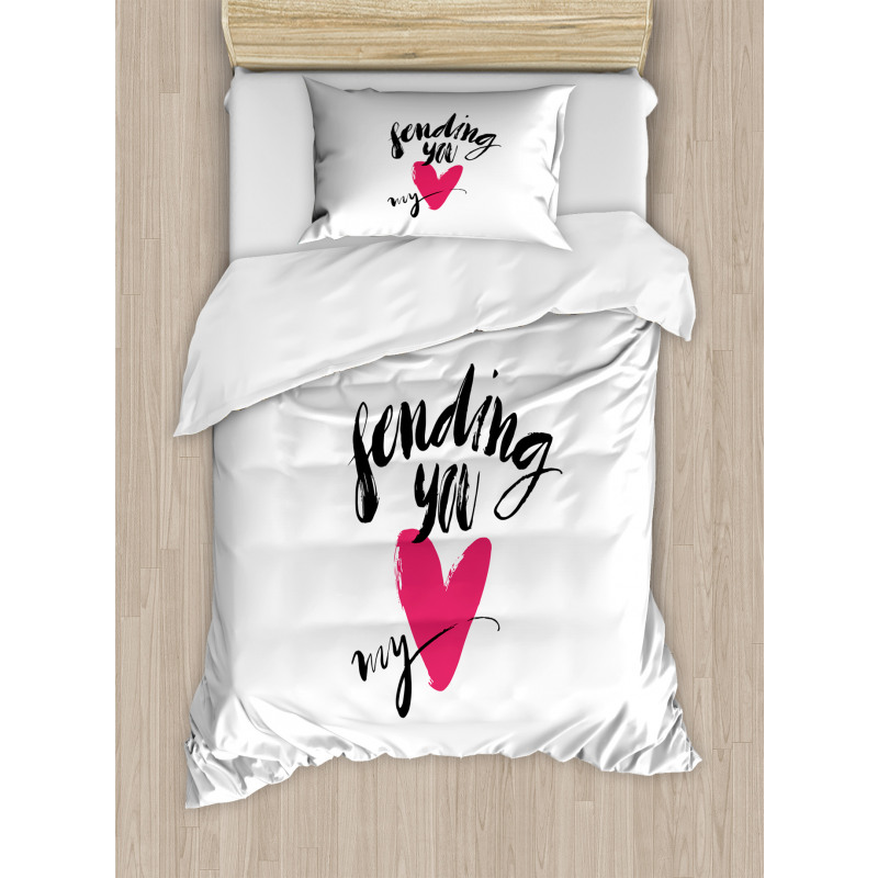 Sending You My Heart Words Duvet Cover Set