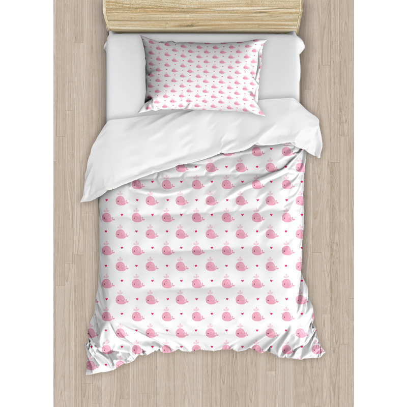 Hearts and Whales Love Duvet Cover Set