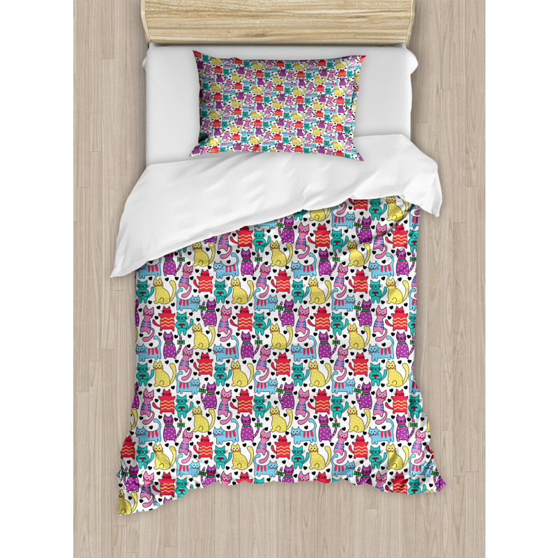 Colorful Romantic Mascots Duvet Cover Set