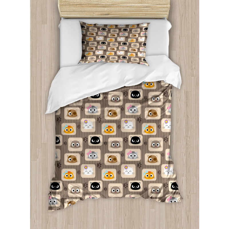 Patchwork Style Silly Faces Duvet Cover Set