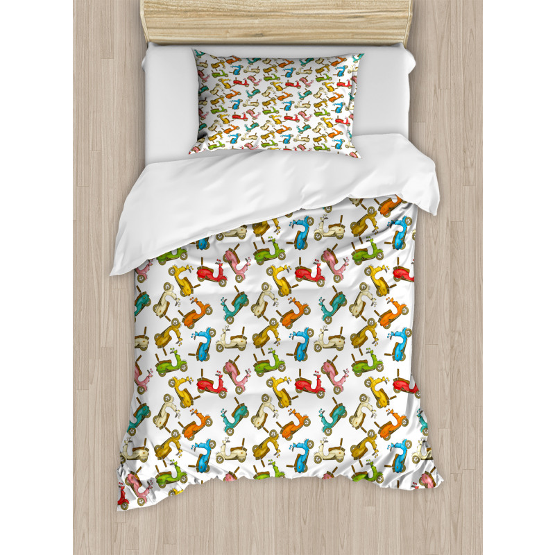 Italian Moped Retro Duvet Cover Set