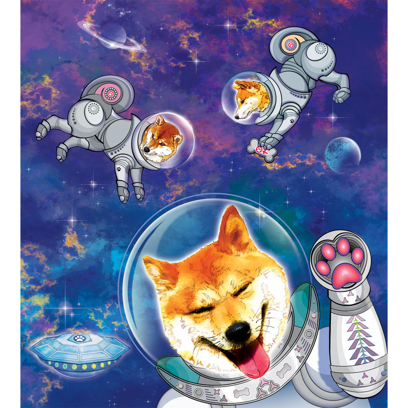 Astronaut Shibas in Space Duvet Cover Set